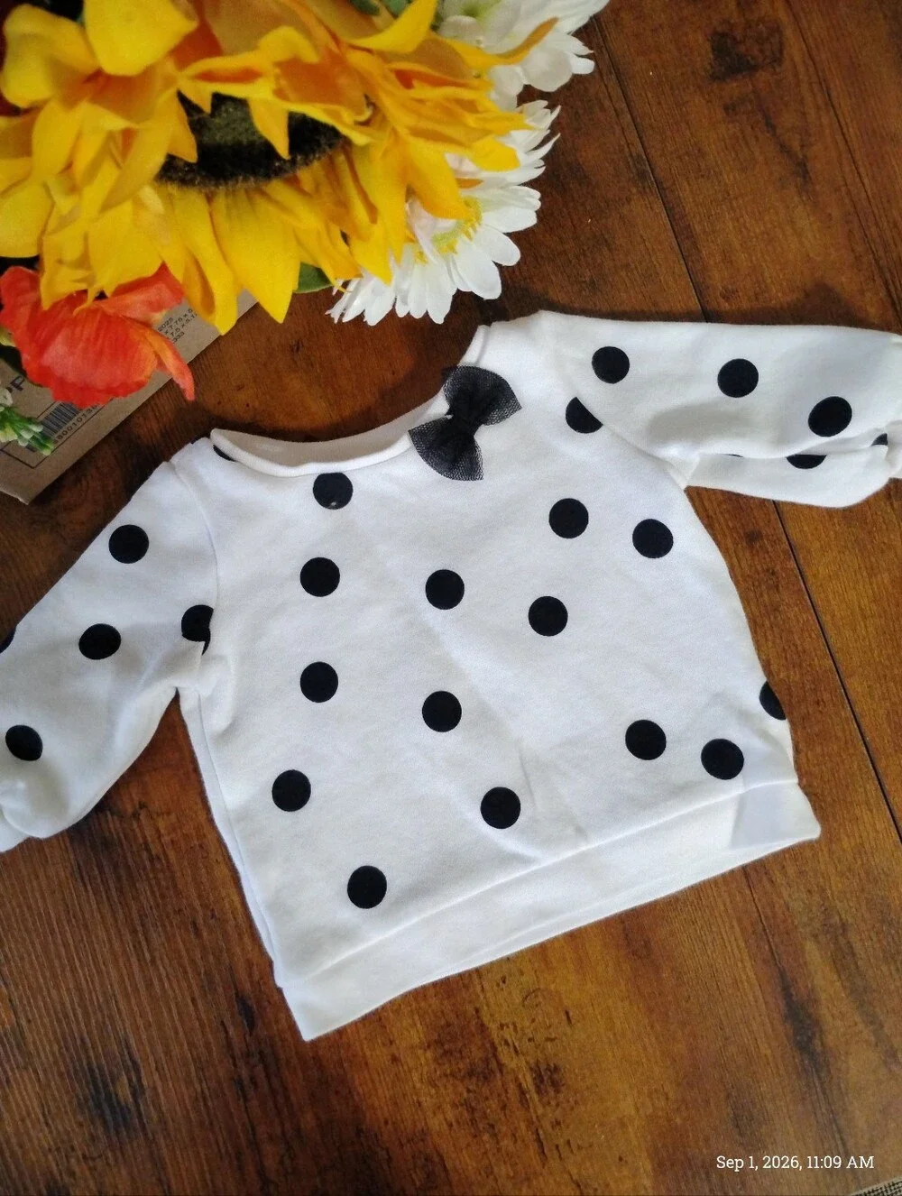 Carter's White Top with Black Bow Accent